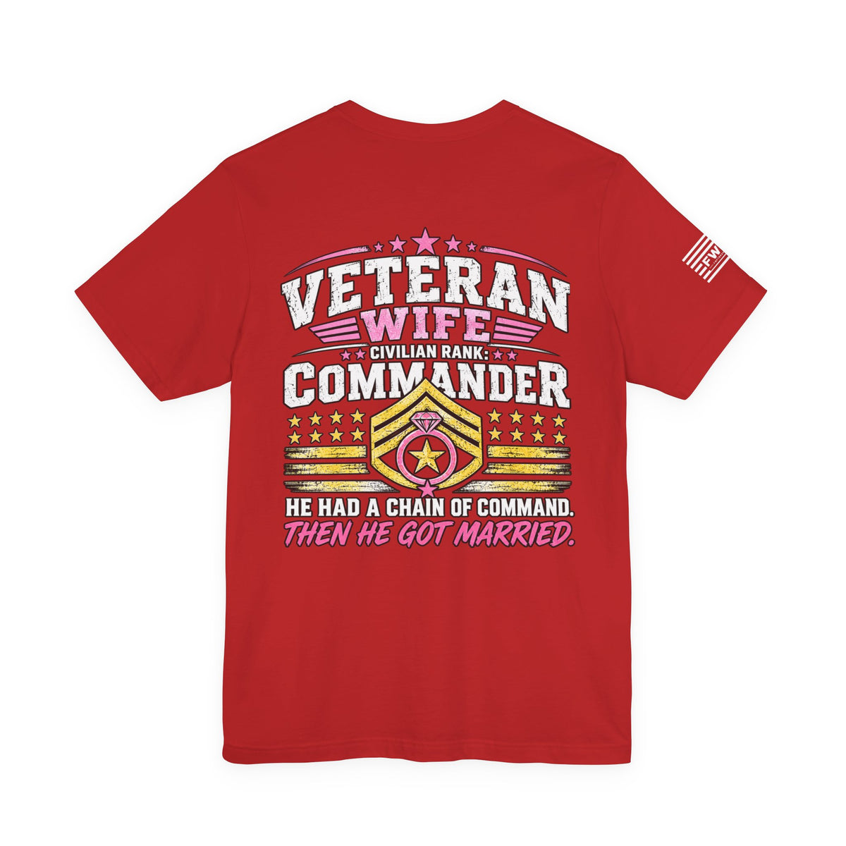 Veteran Wife Civilian Rank Commander T-Shirt – Funny Military Spouse Chain of Command Tee
