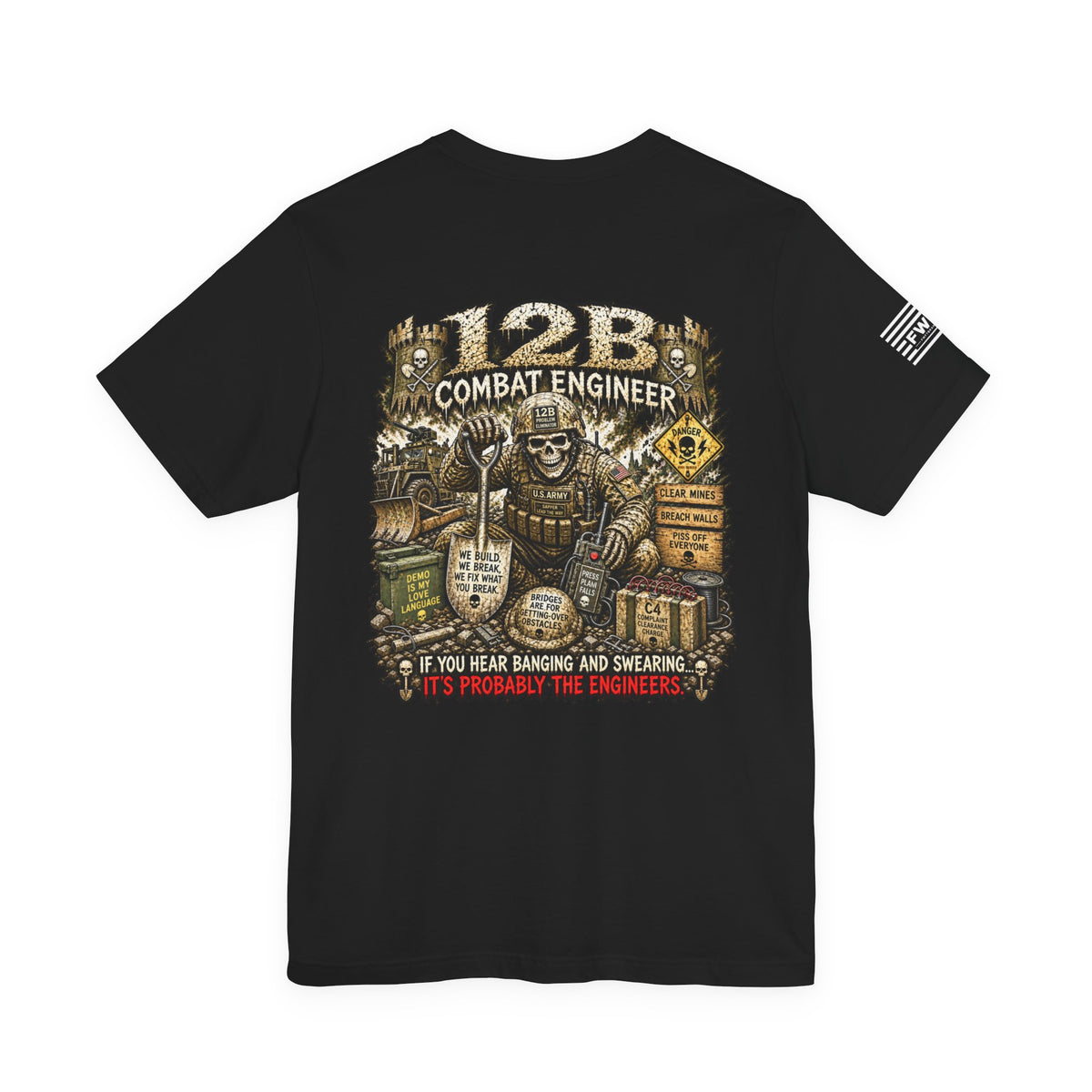 12B (Combat Engineer) - US Army Heavy Metal T-shirt | Army Veteran Shirt