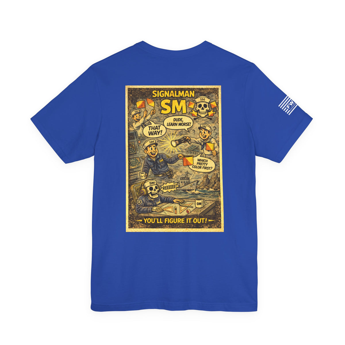 SM (Signalman) Shirt – 1950s Dark Humor Military Tee – Navy Veteran Graphic T-Shirt – Vintage Style Work Rate Design