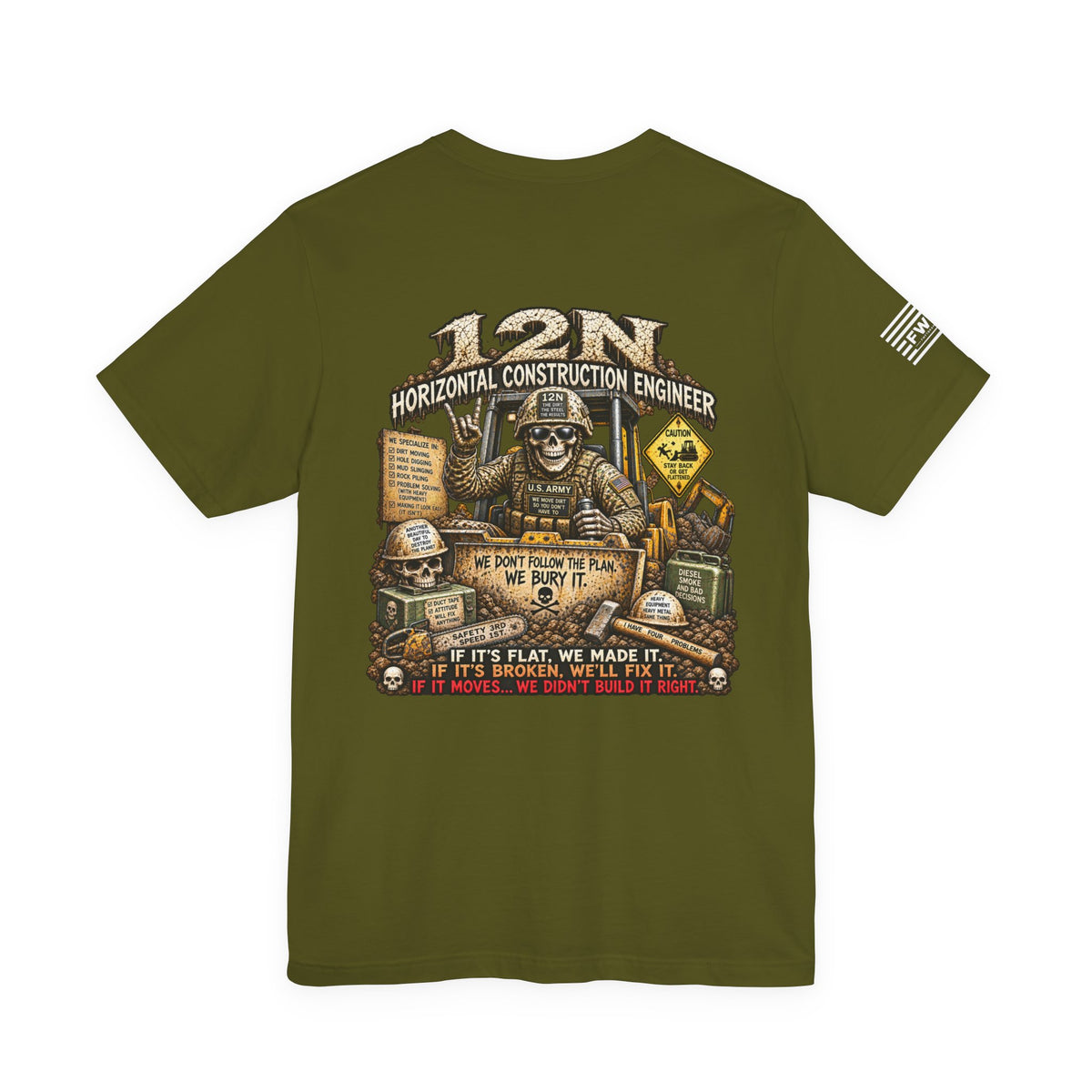 12N (Horizontal Construction Engineer) - US Army Heavy Metal T-shirt | Veteran Military Shirt