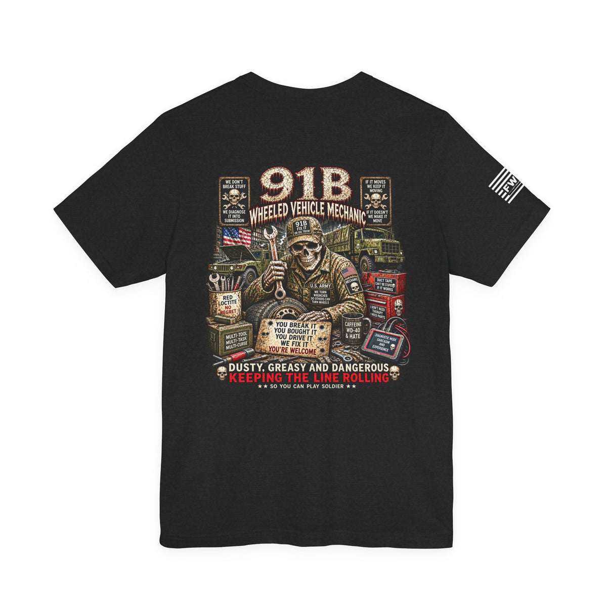 91B - US Army - Wheeled Vehicle Mechanic - Heavy Metal T-shirt | Veteran Military Shirt